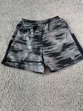 NIKE DRI FIT Women’s Gray Camouflage Lined Running Workout Shorts sz L