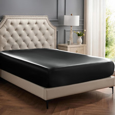 Satin Fitted Sheet Only Full Size - Black Silk Bed Sheet, Luxury  Ultra Soft, N