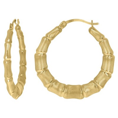 10kt Gelbgold Damen Bambus 37,5mm Klapp Creolen Huggies
