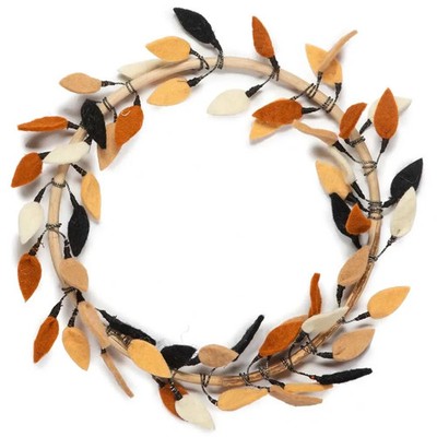 Kidsdepot Dekokranz Blätter Ø 30 cm Holzrahmen Filz Wanddeko