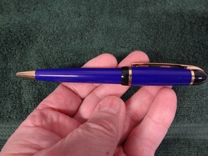 Vintage Waterman Phileas Ball Point Pen Solid Bright Blue Gold Trim Ex. Cond.