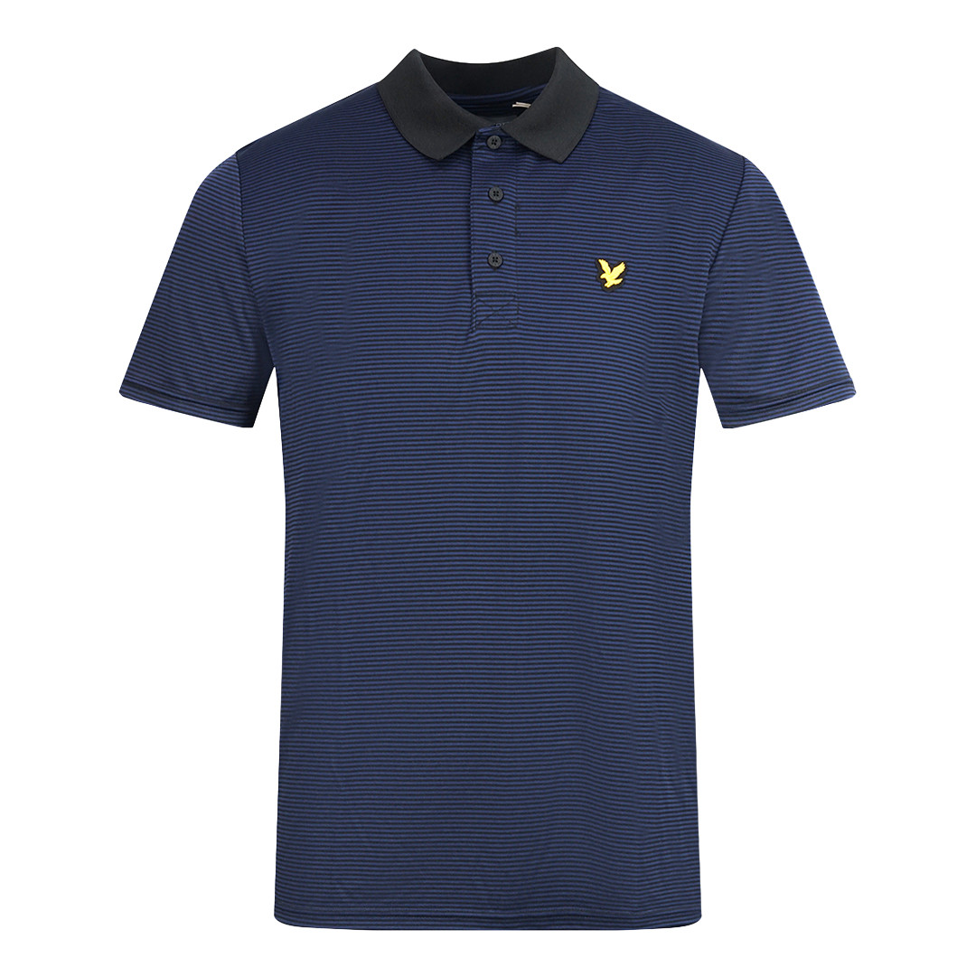 Рубашка поло для гольфа Lyle & Scott темно-синего цвета в мелкую полоску