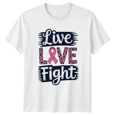 Live Love Fight Damen T-Shirt Survivor Support Brustkrebs Bewusstsein