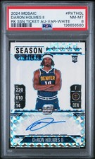 2024 MOSAIC ROOKIE SEASON TICKET AUTO VARIANT WHITE DARON HOLMES II 1/25 PSA 8