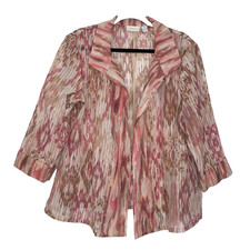 Chico's Carin Jacket Top 3 Womens XL Aztec Ikat Open Front Lightweight Boho