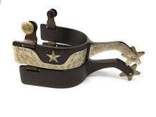 AJ Tack Men's Antique Brown Star and Dots Show Spurs