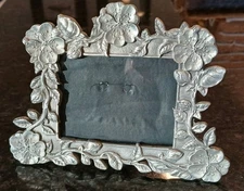 Lenox Kirk Stieff Pewter Picture Frame 3x4 Silver Floral Design Cottage Vintage