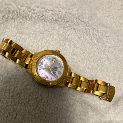 Invicta GMT Women's Gold Tone Stainless Steel  Watch MOP Dial Date 50m
