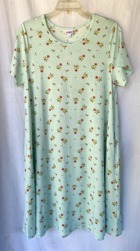 LuLaRoe Womens Dress Size XL Jessie Mint Green Tiny Flowers Floral Pockets NWT - Picture 1 of 4