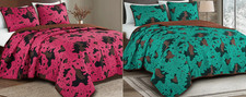 Multicolor Cow Print Oversized 3 Piece Bedspread