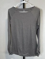 Gaiam Womens Grey Long Sleeve Activewear Yoga Top Sz S