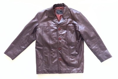 Marciano Mens Button Down Leather Jacket Brown US Large EU 52 Vintage