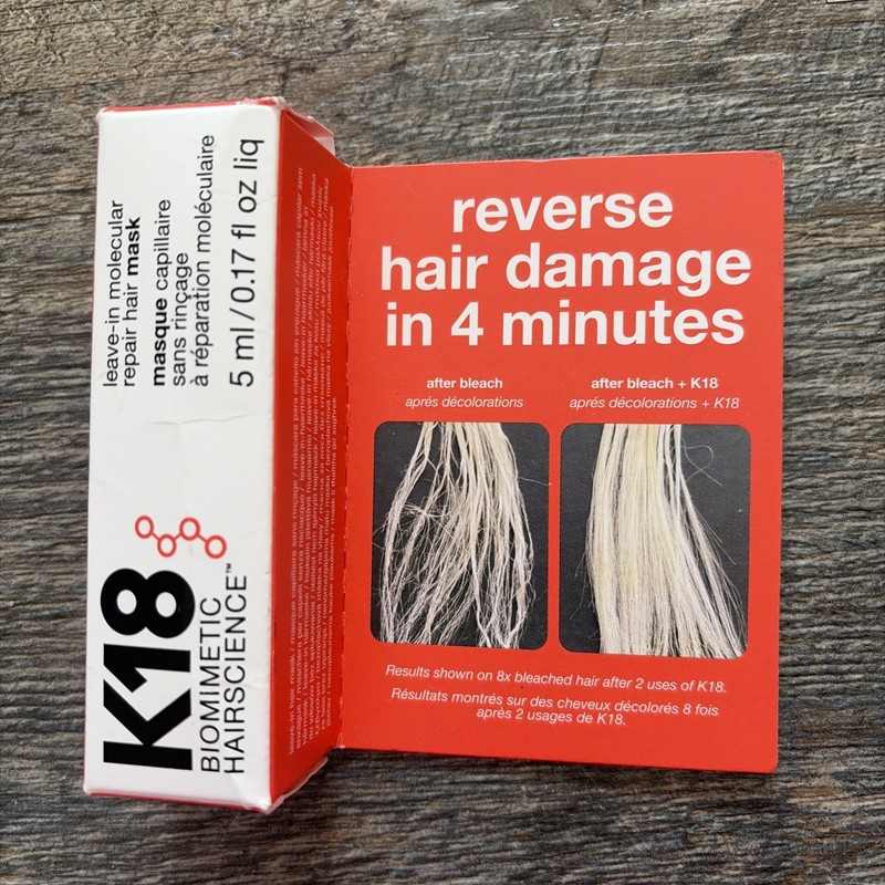 **NEW** K18 Leave-In Molecular Repair Hair Mask 0.17 Oz / 5 ml