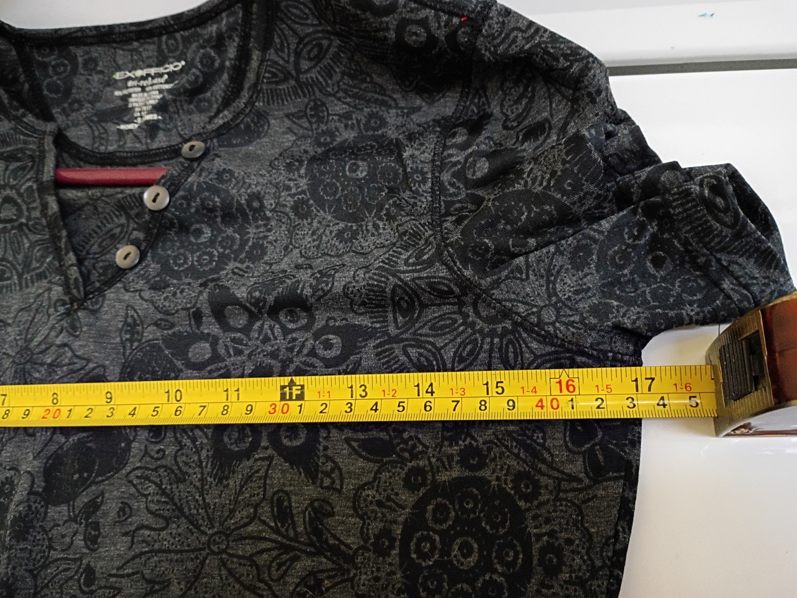 Exofficio Top Tee Women's Dri-release Gray/Black Floral Lightweight Size S