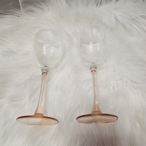Vintage Pink Depression Era Glass Wine Glasses Set Of 2 - Picture 5 of 6