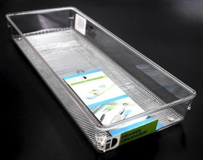 The Container Store Drawer Organizer,Heavy-Duty Clear Plastic,BPA Free,6''x15''x2''