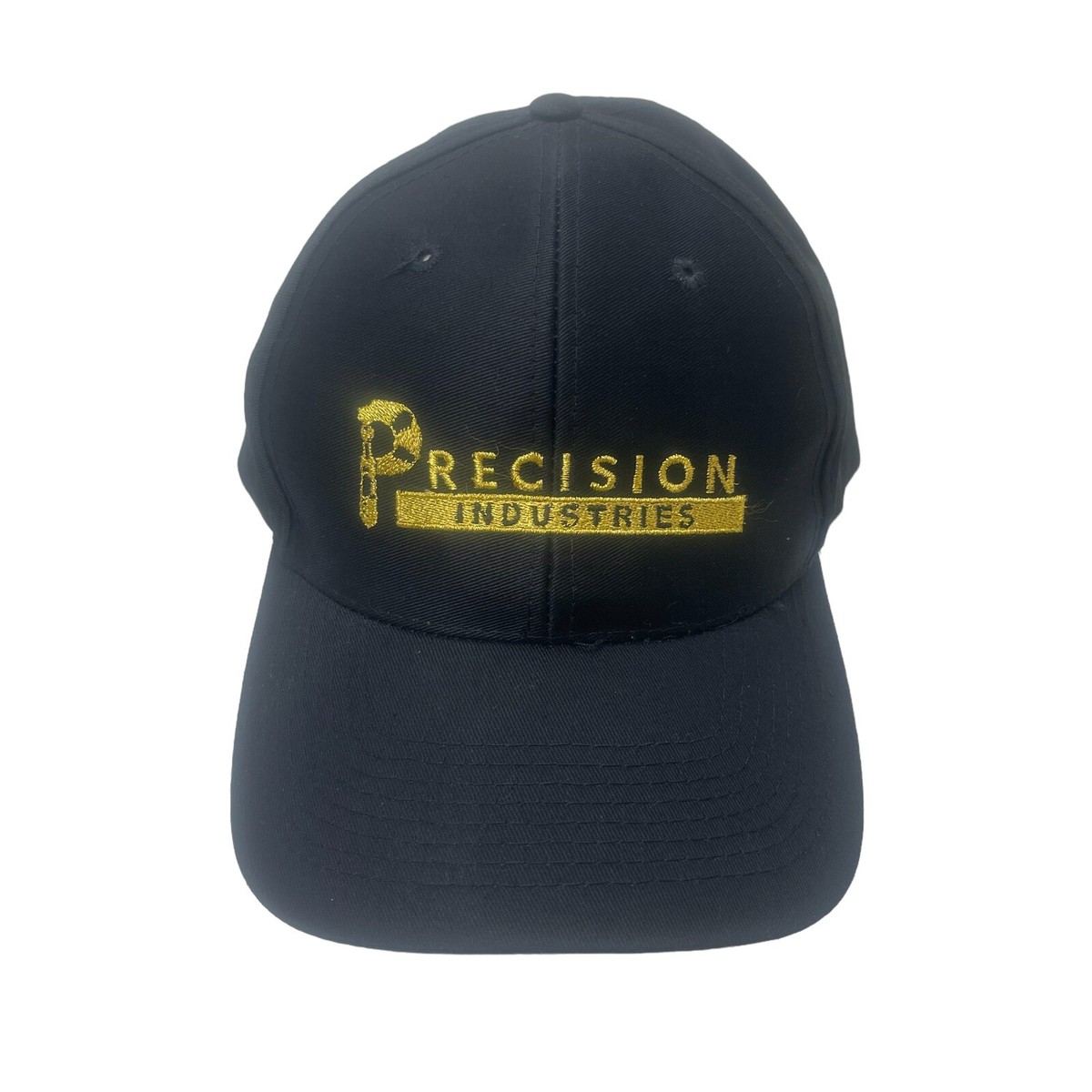 Precision Industries Hat Cap Black Gold Embroidered Snapback Adjustable