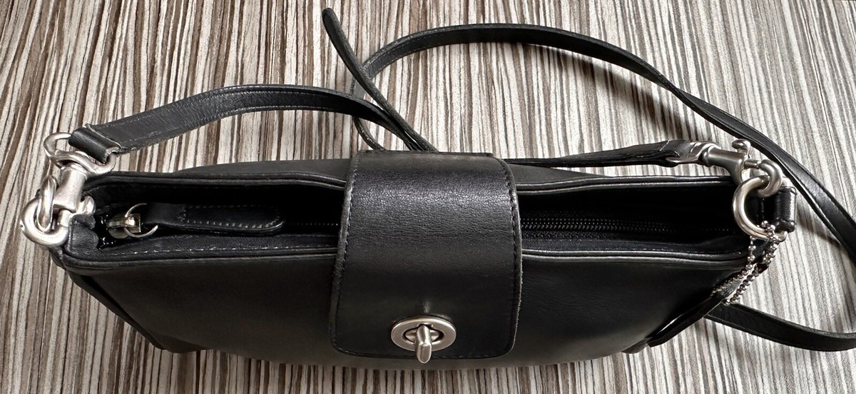 Vintage COACH Legacy Black Leather Turn Lock Shoulder Crossbody