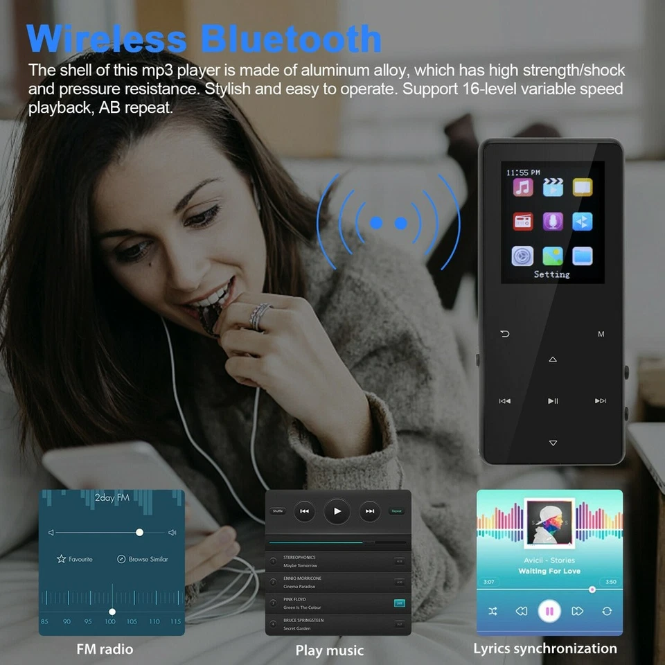 Portable Bluetooth MP3 Player Hi-Fi Lossless Music Support 128GB Micro SD Card - Image 4 of 4