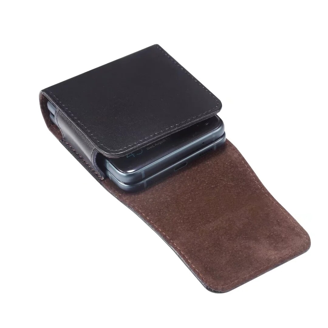 Galaxy Z Flip 6 5 4 3 2 1 Leather Belt Holster Waist Bag With
