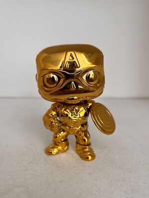 FUNKO POP VINYL #377 Gold Chrome Captain America Figur Marvel 10 Studios Serie