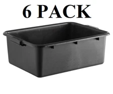 (6-Pack) Black Bus Plastic NSF Restaurant Dishwasher Tub Box Meat Lug 20"x15"x7"