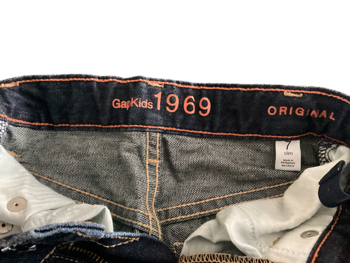 GAP Kids Jeans 1969 Original Size 7 Slim Adj waist Hippie Peace Signs Flowers - Picture 9 of 11