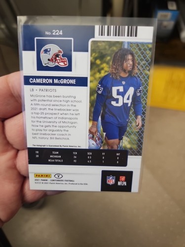 2021 Cameron McGrone Contenders Wild Card Round Auto Variation No. 224 - Picture 6 of 6