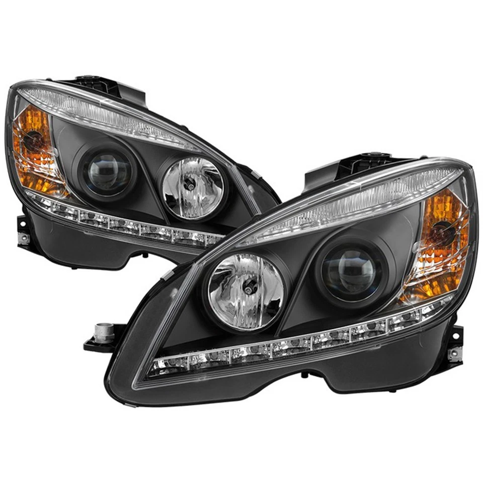 Spyder Signature DRL Black Projector Headlight For 2008-2011 Mercedes C-Class - Image 2 of 4