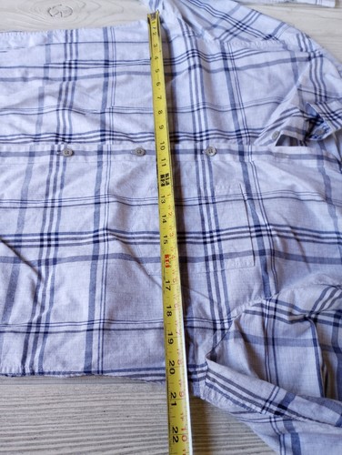 Marc Anthony Shirt Mens Small Gray Blue Plaid Button Up Long Sleeve Slim Stretch - Picture 3 of 7