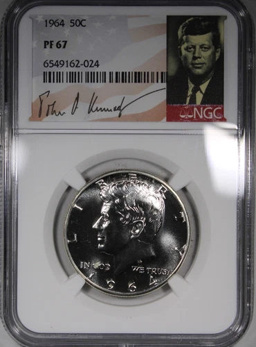 1964 Proof Kennedy Half Dollar NGC PF67 John F. Kennedy Signature Label