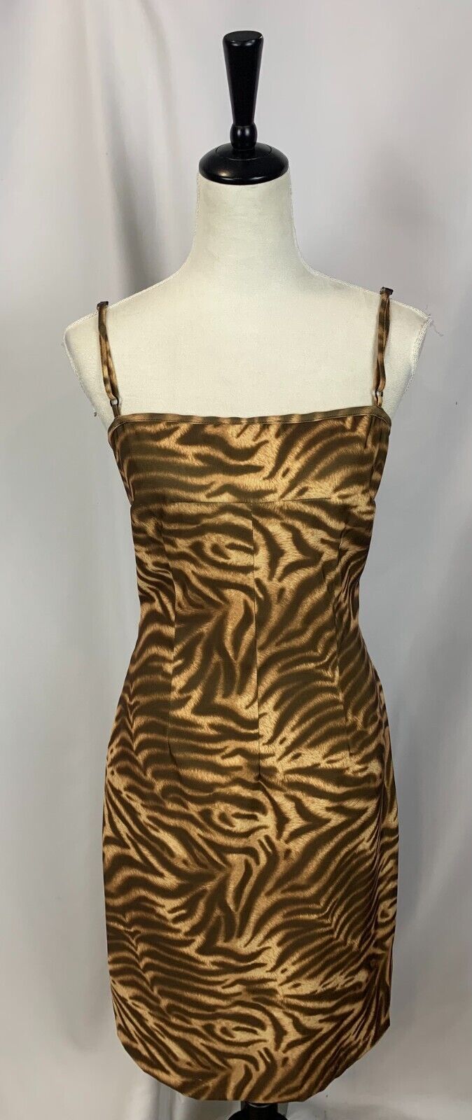 XOXO Vintage Brown Tiger Print Slip Midi Dress Si… - image 1