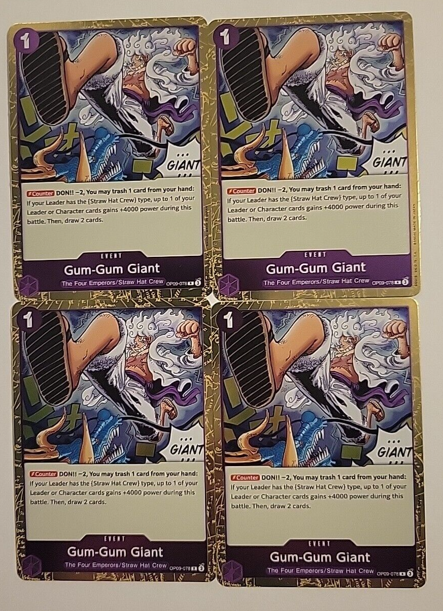 One Piece Card Game Gum-Gum Giant OP09-078 R Playset X4!