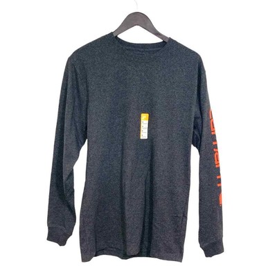 Carhartt Loose Fit Heavy Weight Long Sleeve Logo Spelled Out Tee TK0231-M Gray | eBay