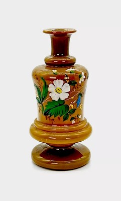Antique Vtg Victorian Bristol Clam broth Glass Vase Pedestal Floral Decor 6.5 