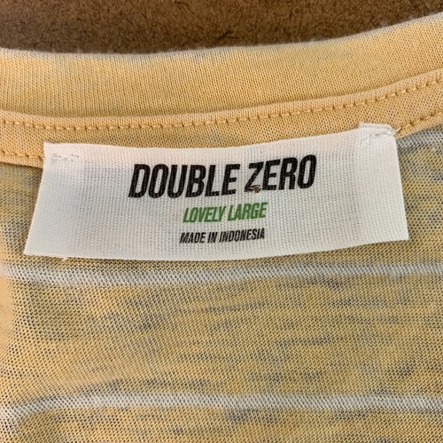 Double Zero Women's Lovely Large Peach Striped Basic Relax Fit Short Sleeve Tee - Picture 2 of 7