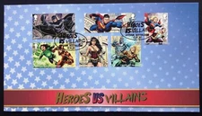 GB Buckingham 2021 DC Heroes vs Villains M/S Set on First Day Cover, Gotham SHS