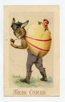 Humanisiertes Kaninchen raucht Pfeife. Frohe Ostern