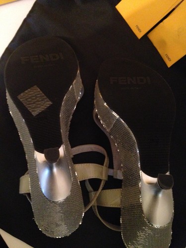 NIB$600 FENDI Sequent silver Platform Sandals Size 8.5 - 第 7/11 張圖片