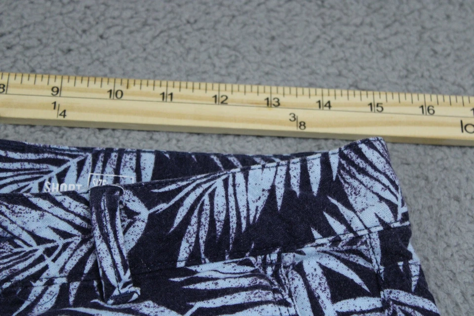 Pantalones Cortos Sonoma Para Mujer 2 Azul Tiro Medio Patrón Palma Caminar Informal Mezcla de Lino Foto 3 de 4