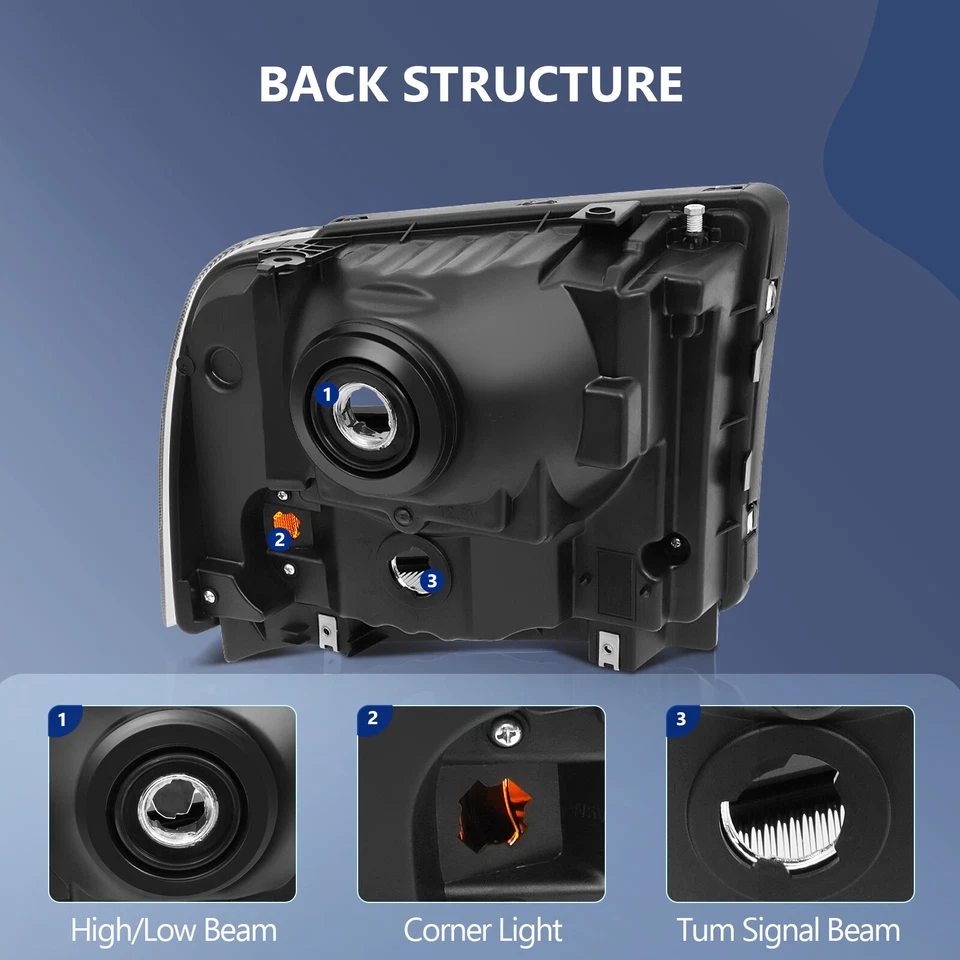 Headlights For Ford F250 F350 F450 Super Duty 2005-2007 Headlamp Assembly Pair - Image 3 of 4