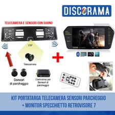 KIT PORTATARGA TELECAMERA SENSORI PARCHEGGIO + MONITOR SPECCHIETTO RETROVISORE 7