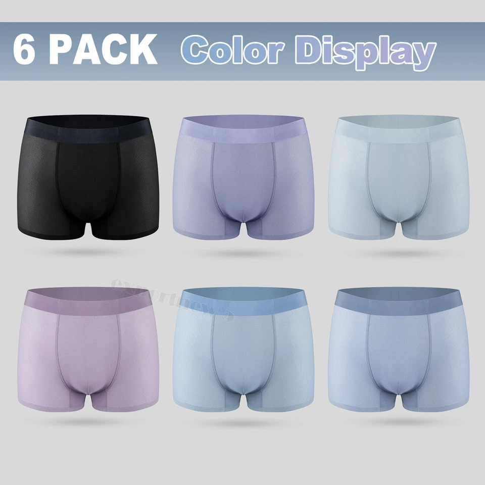 6x Mens Boxer Briefs, Moisture-Wicking Cool No Fly Underwear,No-Ride-Up boxers - Image 3 of 4