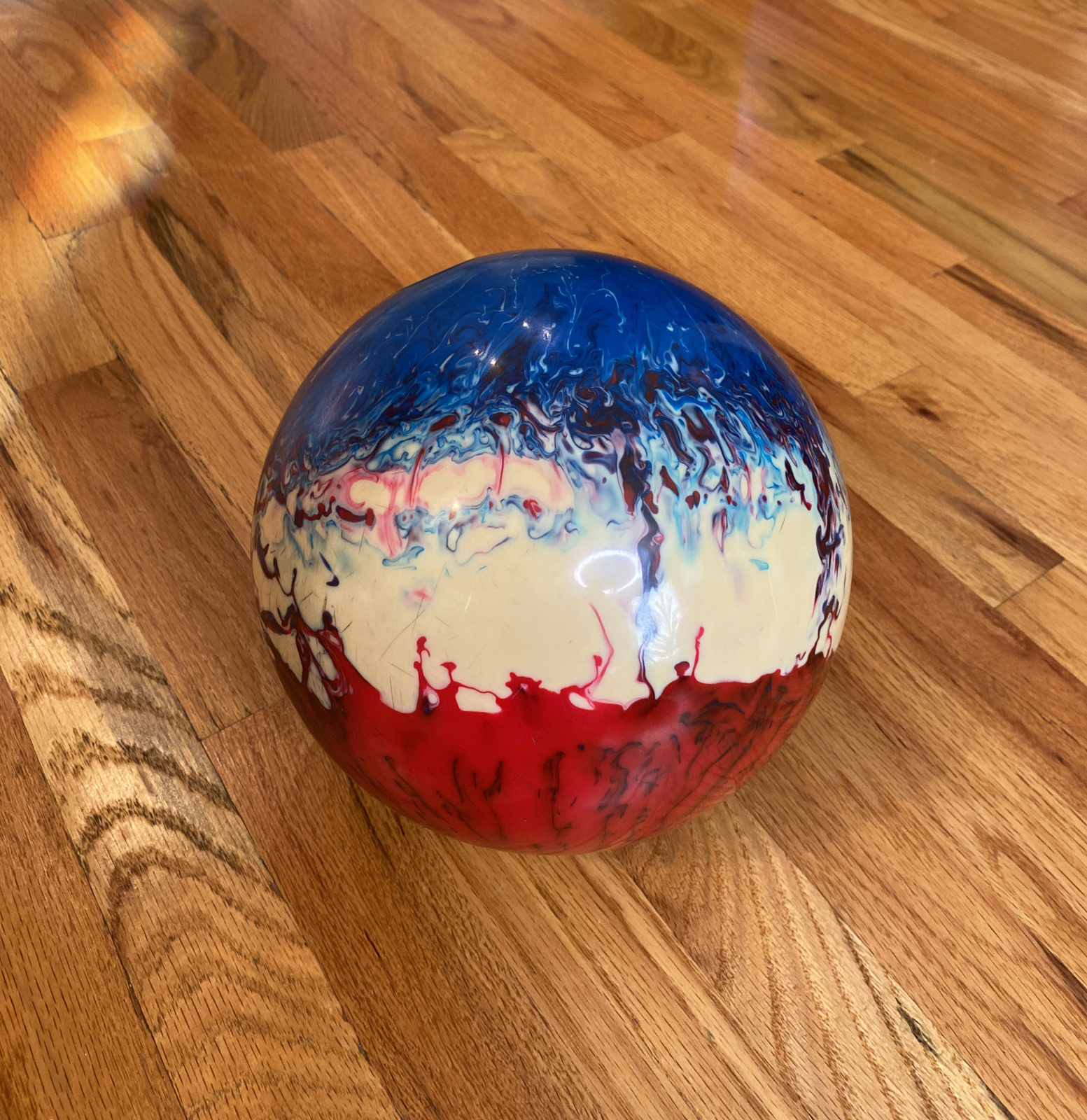 Vintage Ebonite Spirit Of 76 Red White & Blue Patriotic Bowling Ball