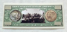 USA 'Native American' 1 Million Dollar Banknote 'American History' - UNC & CRISP