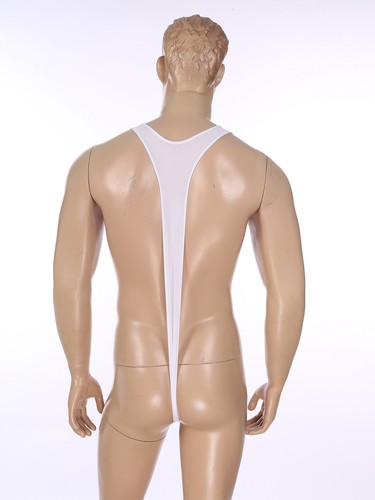FEESHOW AU Mens Glossy Sexy Mankini Swimwear One-piece Jockstrap Thong Singlet - Picture 21 of 107