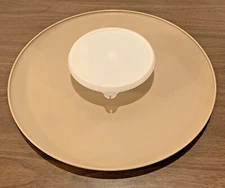 Tupperware #492  3 Piece Chip, Dip, and Serve Almond Tray & Bowl W/ Lid  Vintage