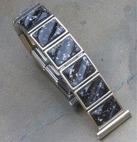 Short Gemex Usa Watch Band Steel & Marble W/ Ends In 17mm 17.3mm 18mm Or 19mm Short Gemex Usa Watch Band Steel & Marble W/ Ends In 17mm 17.3mm 18mm Or 19mm