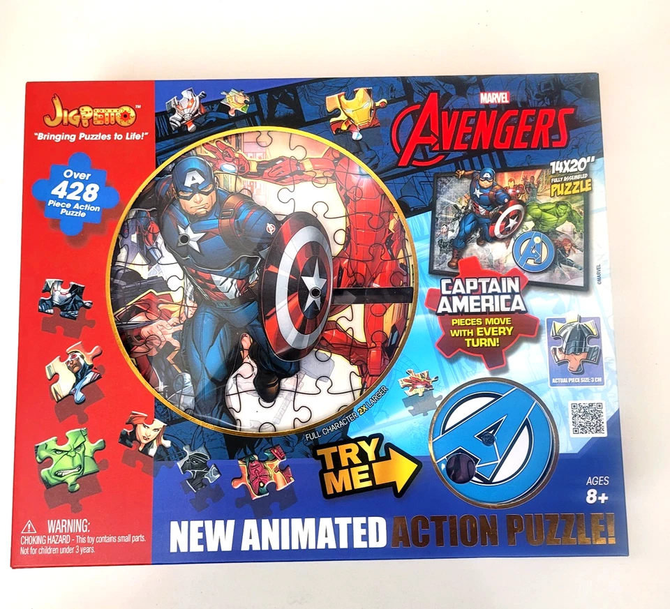 Rompecabezas animado de 428 piezas Marvel Avengers Capitán América Hulk Iron Man Foto 2 de 4