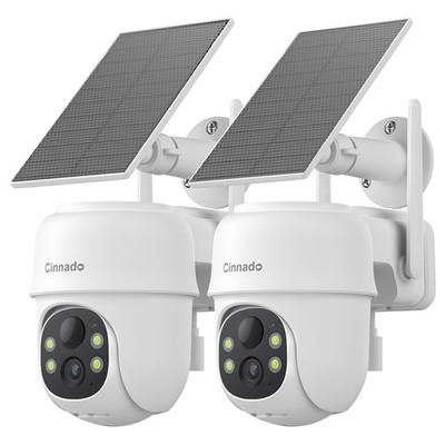 Wireless 2K Home Security Camera System Solar Panel 360°PTZ 3MP Outdoor Audio